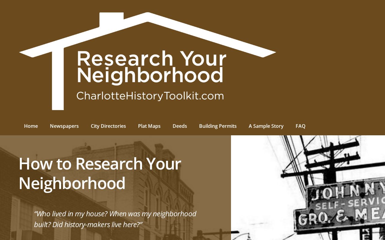 Huntersville city directory research with the Charlotte History Toolkit