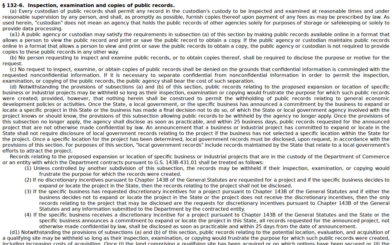 Huntersville residents directory North Carolina public records law