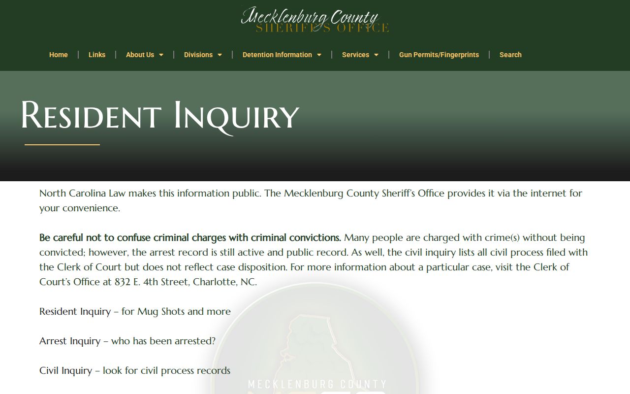 Huntersville neighbors Mecklenburg Sheriff resident inquiry