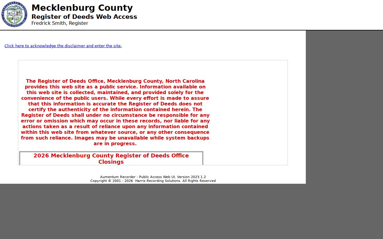 Huntersville previous residents modern Mecklenburg deed index